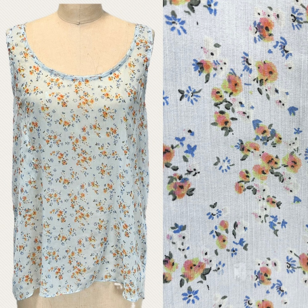 Aerie cottage floral tank top racer back sheer lightweight layering cover‎ up
